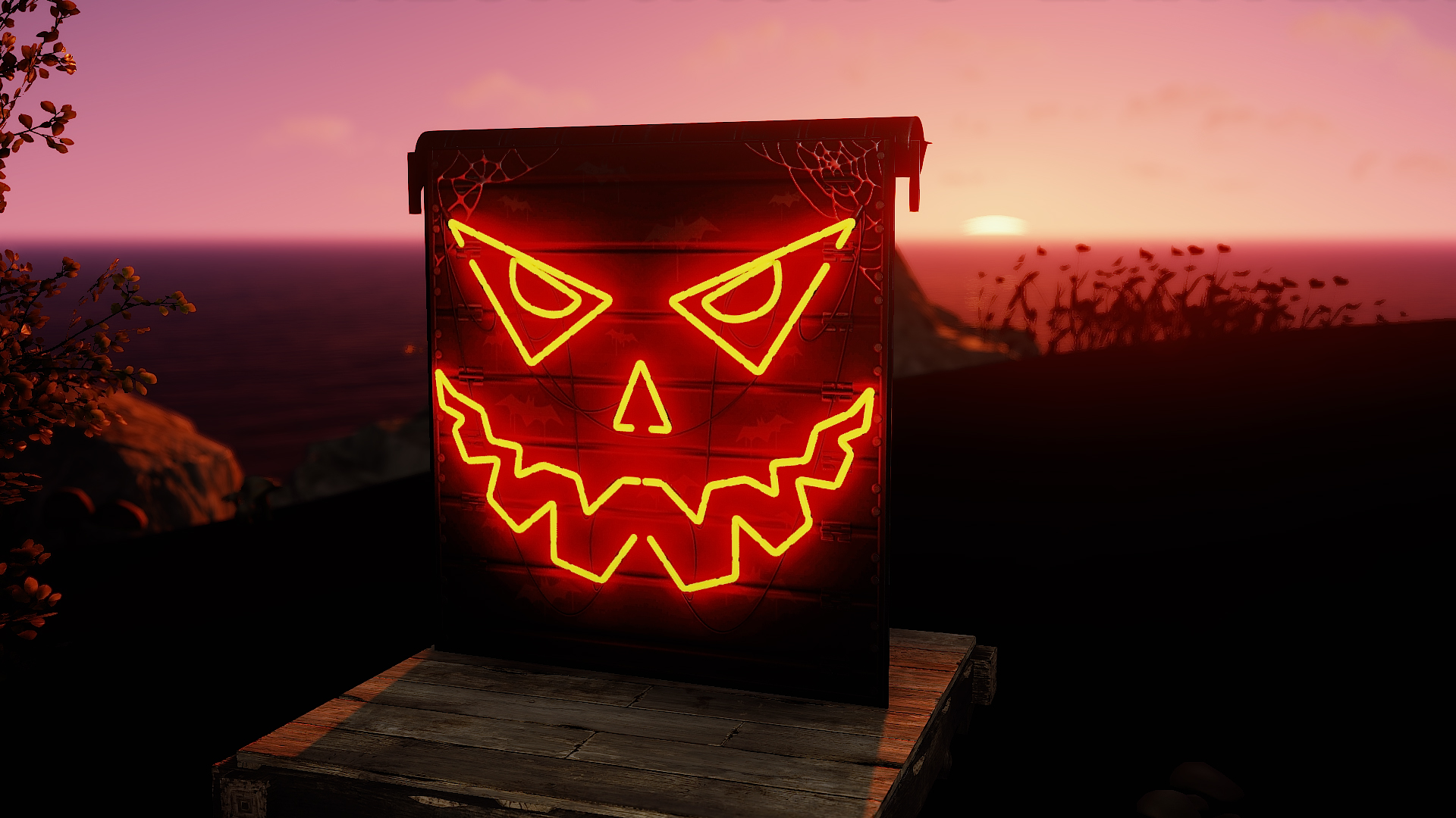 Neon Pumpkin Garage Door