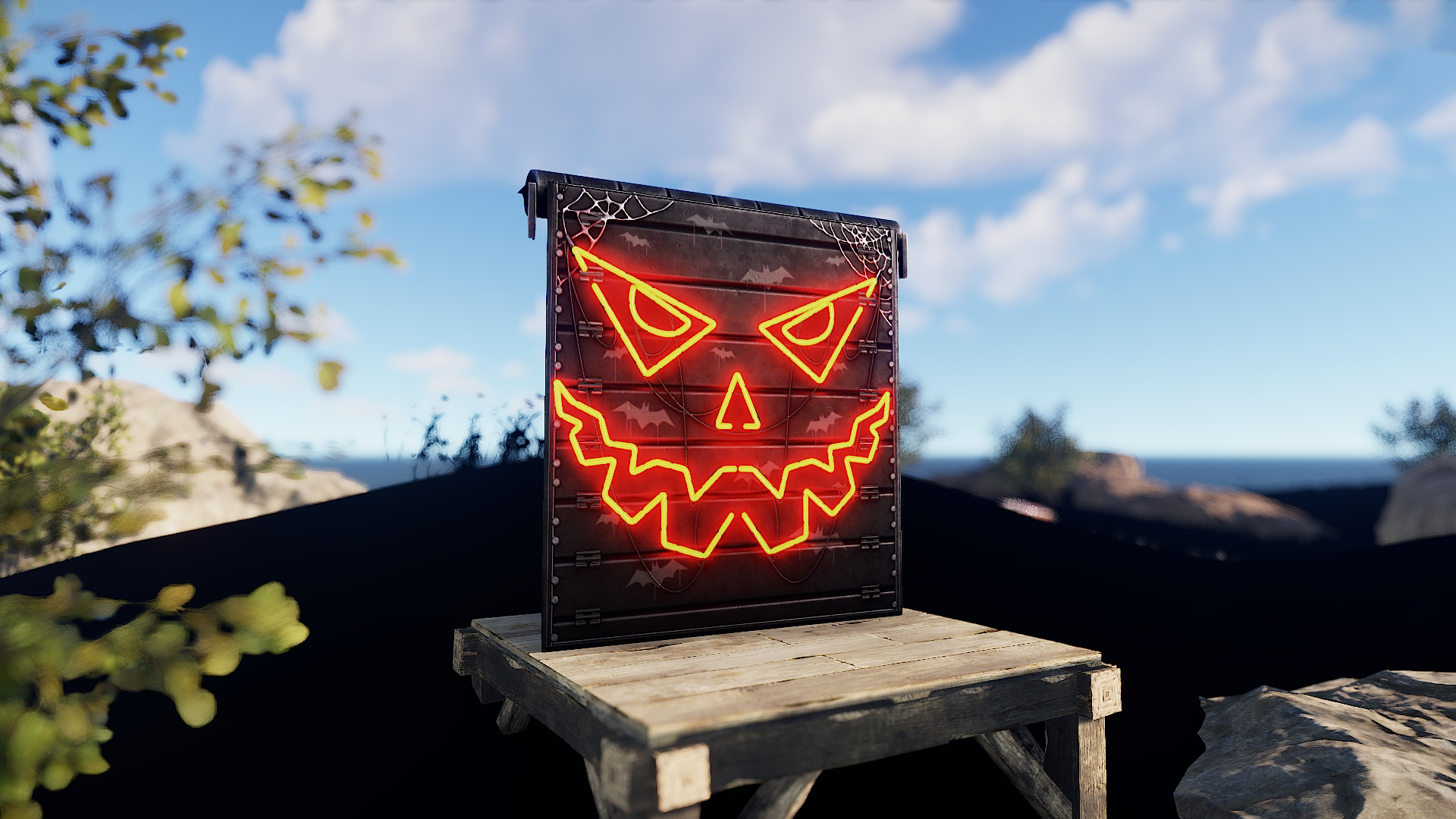 Neon Pumpkin Garage Door