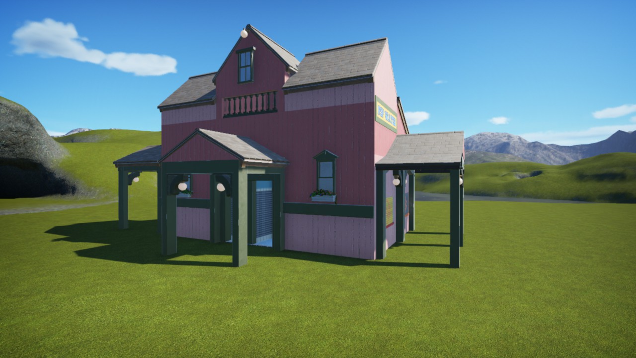 small, colorful building