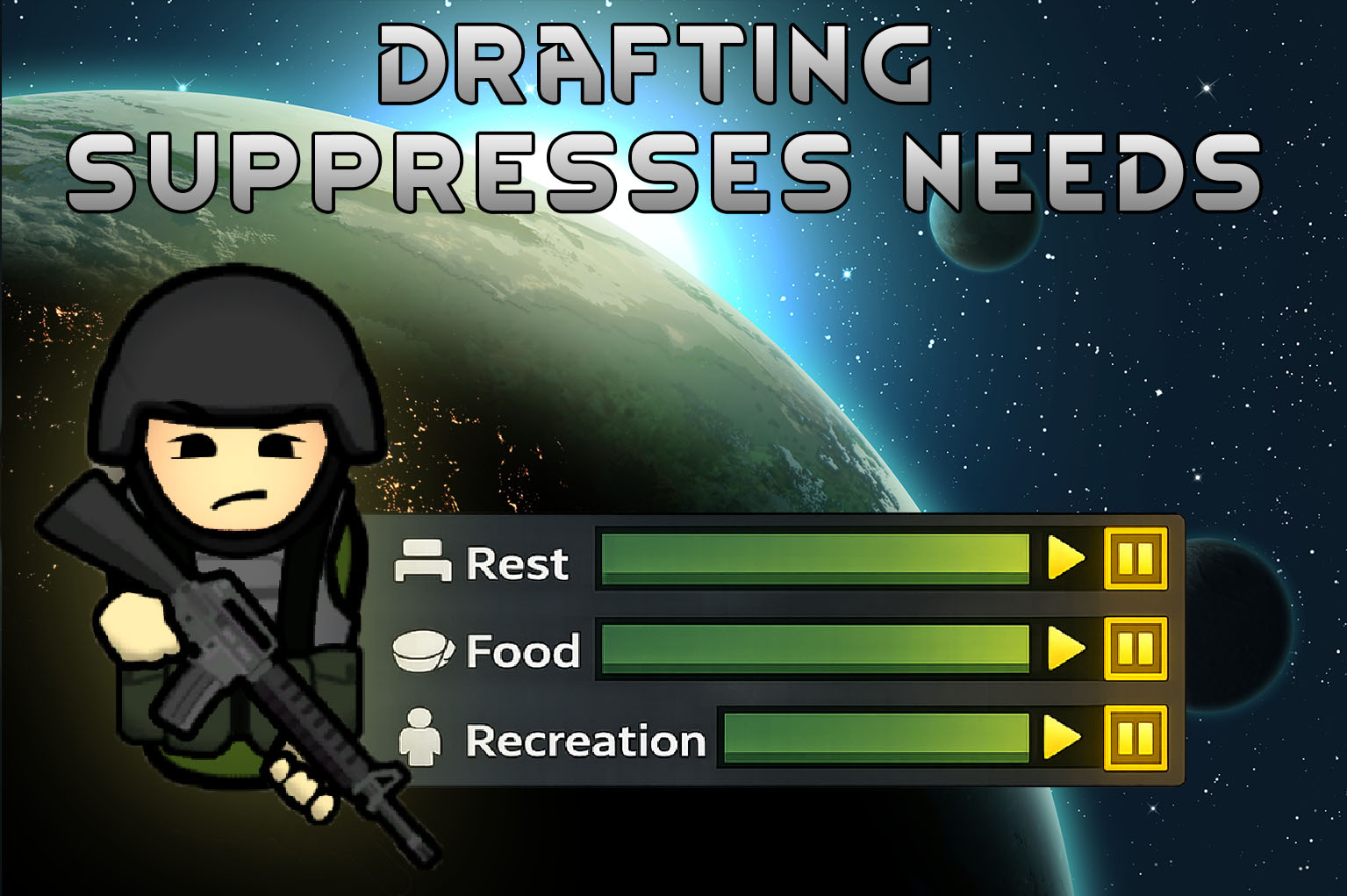 Drafting Suppresses Needs mod preview for RimWorld