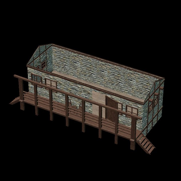 Stone cabin unroofed
