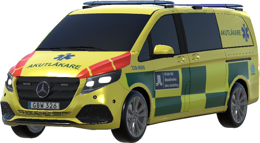 Akutläkarbil från Legevisitten Stockholms (Stockholm emergency doctor vehicle) MB Vito