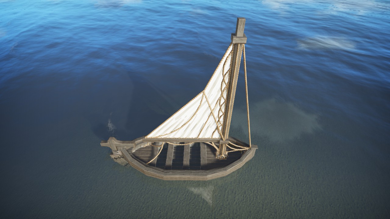 Wooden boat with sail deployed 3 /// Canot en bois à voile déployée 3