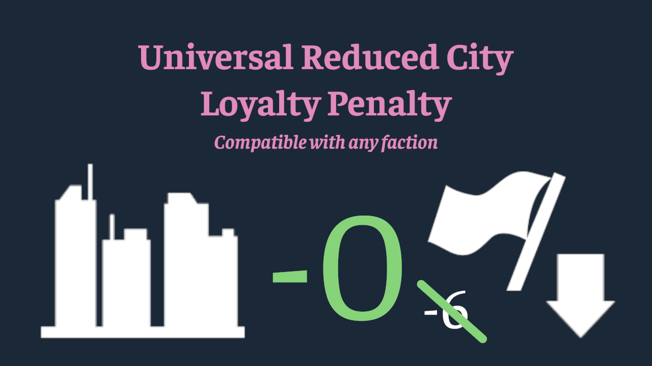 Universal Reduced City Loyalty Penalty (0) - No or Free Loyalty Cost