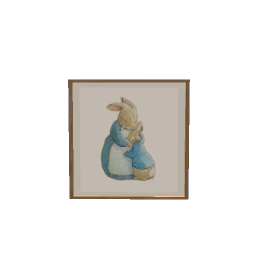 Peter Rabbit hugging mom -picture 30 x 30 cm Wood frame