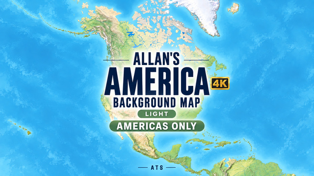 Allan’s America Background Map 4K – Light – Americas Only