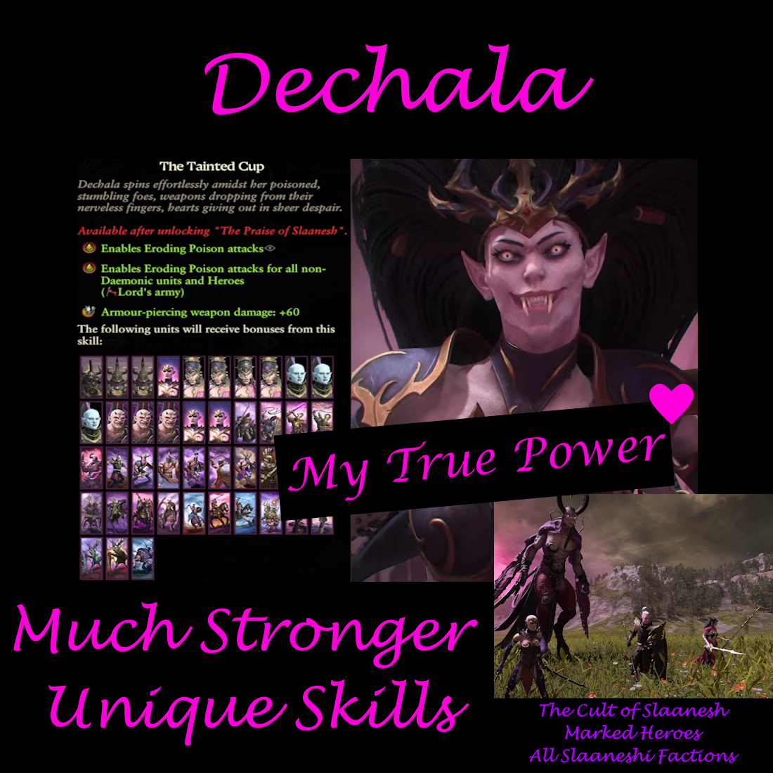 [Slaanesh/Dark Elves]Much Stronger Unique Skills for Dechala - Marked Heroes Submod