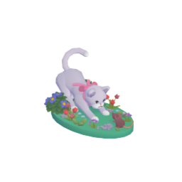 Cat and Mouse in Flowers Porcelain Figurine