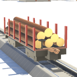 19th Century Flatcar - Logging - Loaded