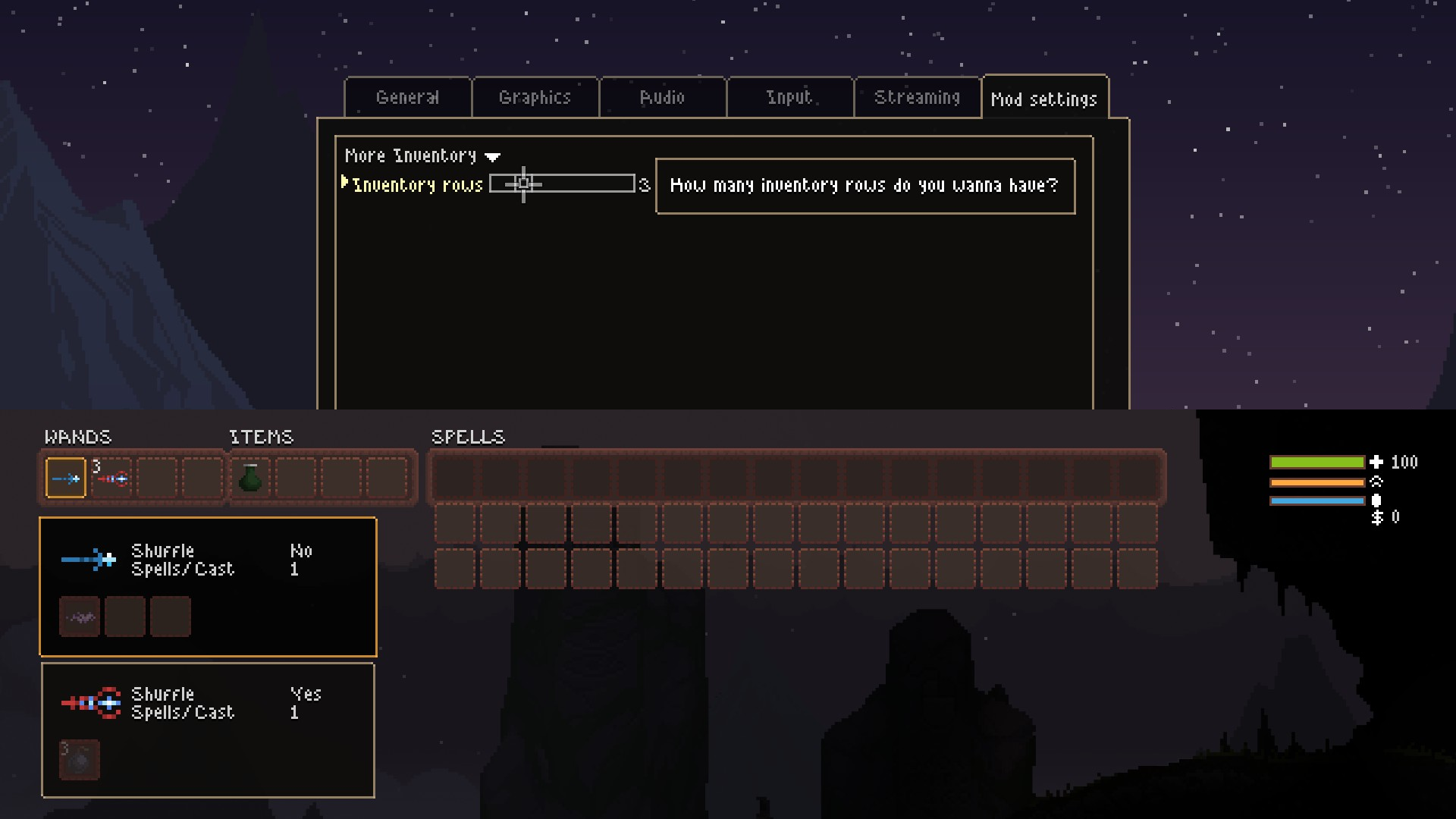 Adjustable Inventory Size