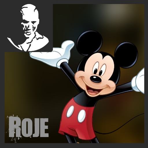 Mickey mouse over roje