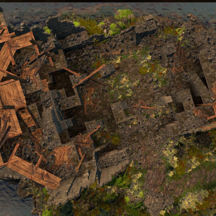 tower ruins, dusk - 48x27