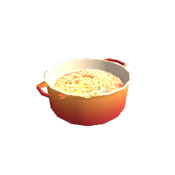 Small Red Saucepan with Chicken Noodle Soup