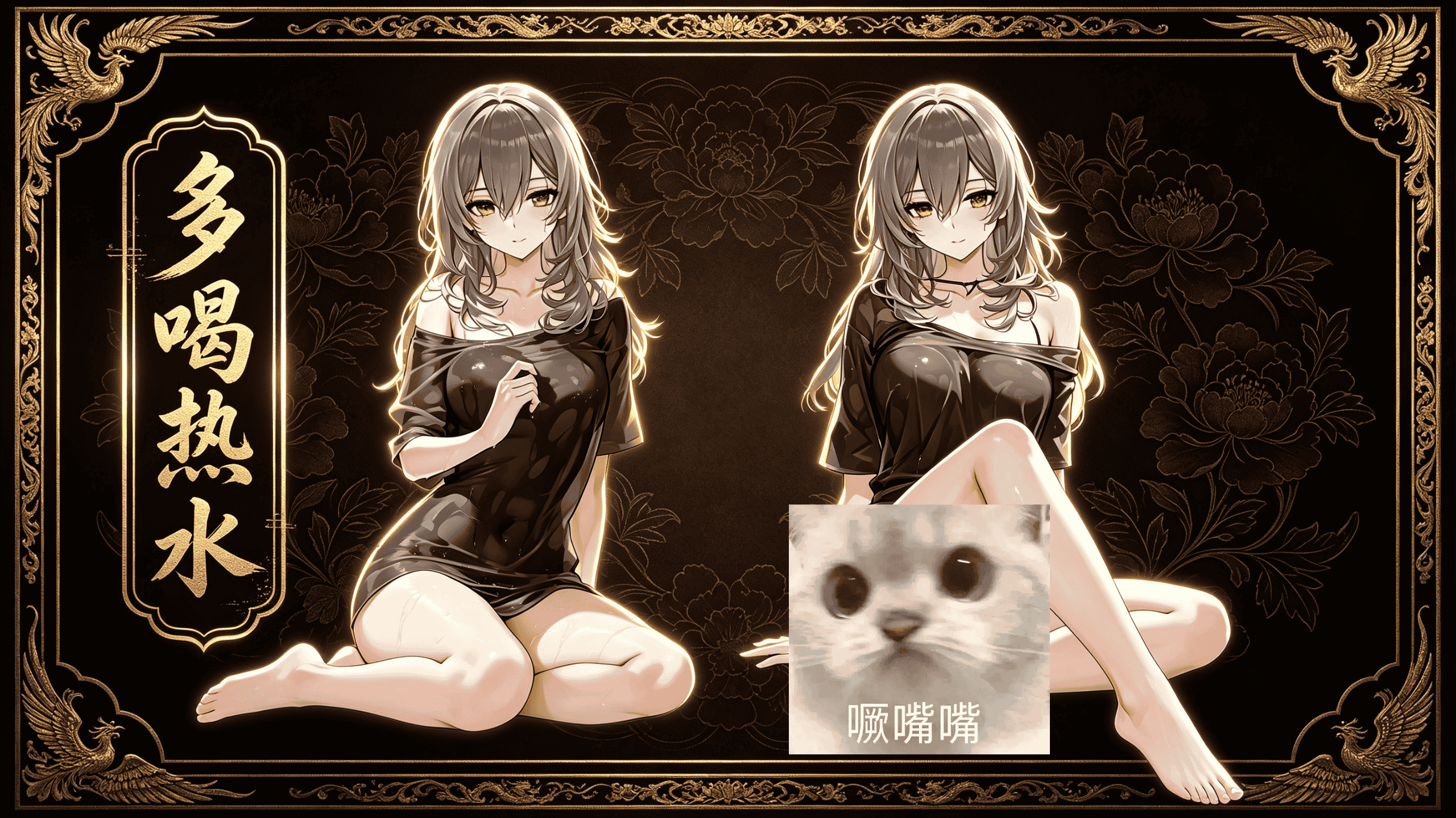 <size=20><color=#0000ff>【多喝热水】</color><color=#ff1493>白毛黑T</color> preview
