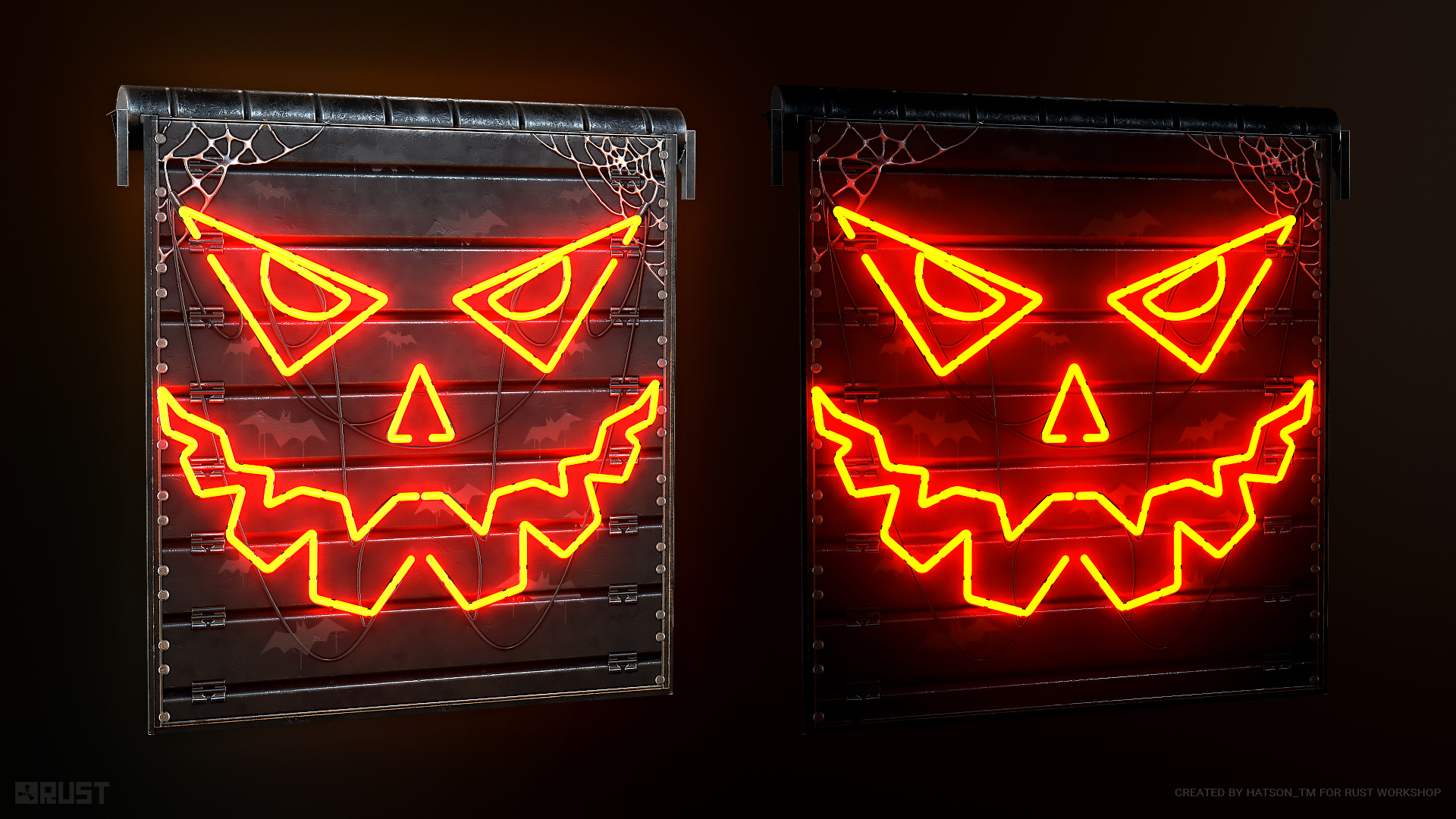 Neon Pumpkin Garage Door