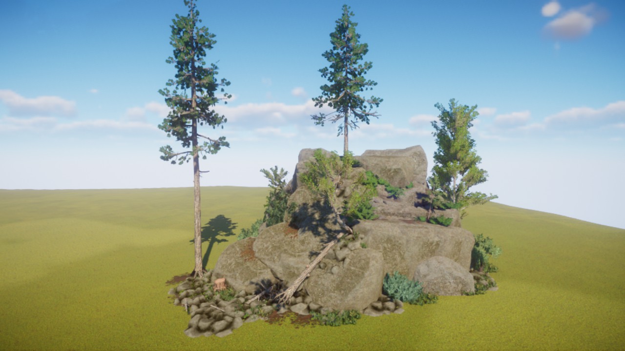Taiga/Temperate Themed Rock Hill Scene