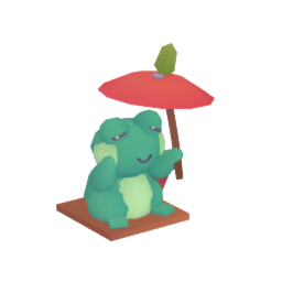 Frog statue w umbrella