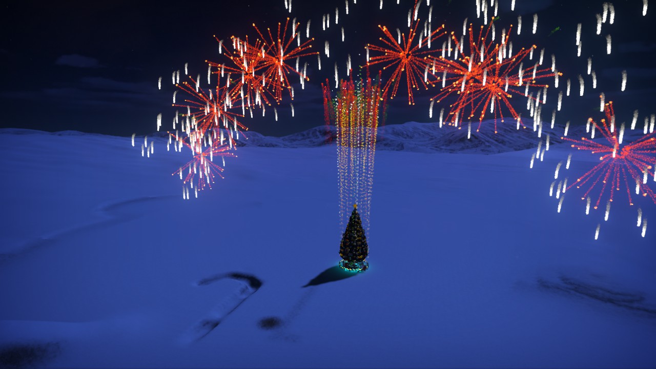 Christmas tree fire works