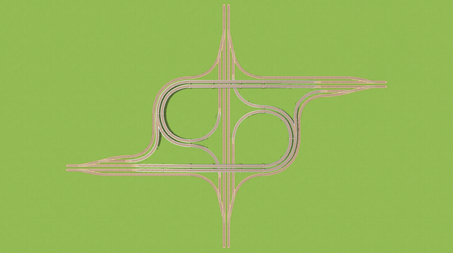 Train Intersection, double-trumpet, two-way track