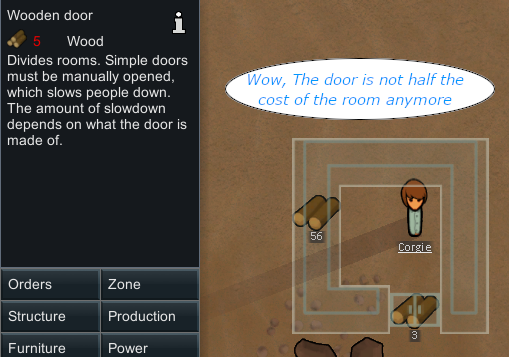Reduce Door Costs mod preview for RimWorld