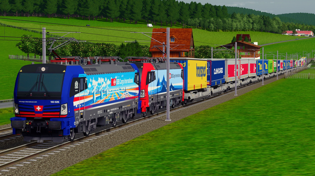 Vectron SBBCI 193 525 + 469 Intermodal train (Dummy)