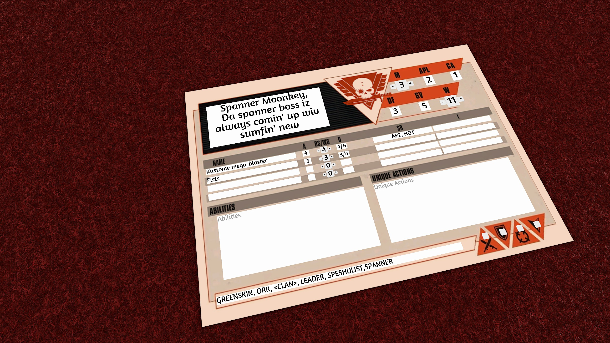Kill Team Data card
