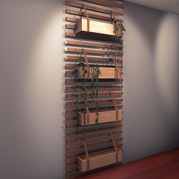 Wooden wall with planters