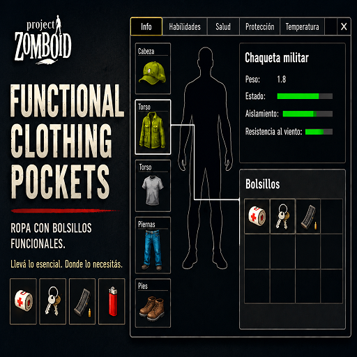 Functional Clothing Pockets [B42] – Project Zomboid Mod