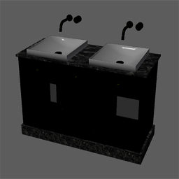 Double Sink Marble Black with Gold and Black Gloss