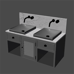 Hanging Double Sink Marble White with Copper White Gloss