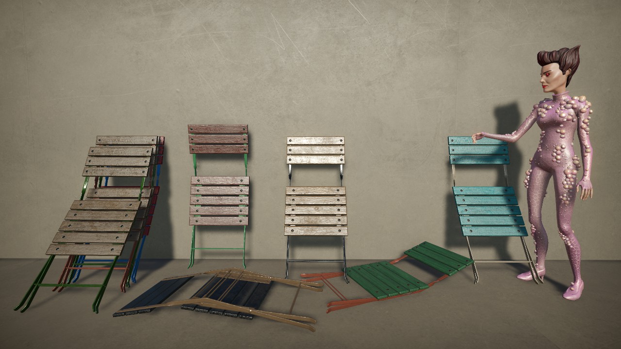 [AA] Bistro Chair T1 - Folded (recolorable)
