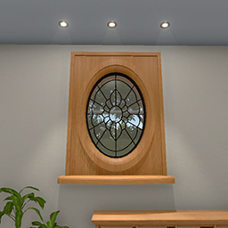 Window Insert Oval Design Lt. Oak small