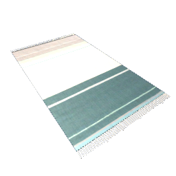 Large Fringe Rug- Blue and White V1