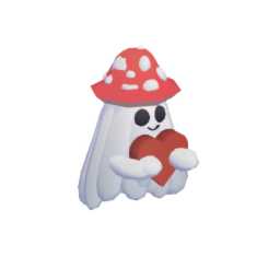 Mushroom Ghost Holding a Heart