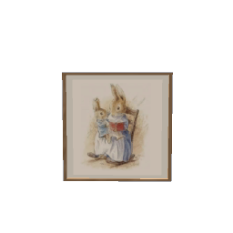 Peter Rabbit and mom -picture 30 x 30 cm Wood frame
