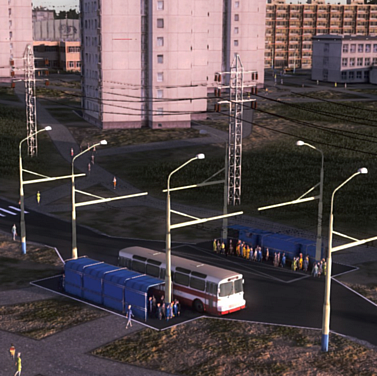 blue skin for red bus stop