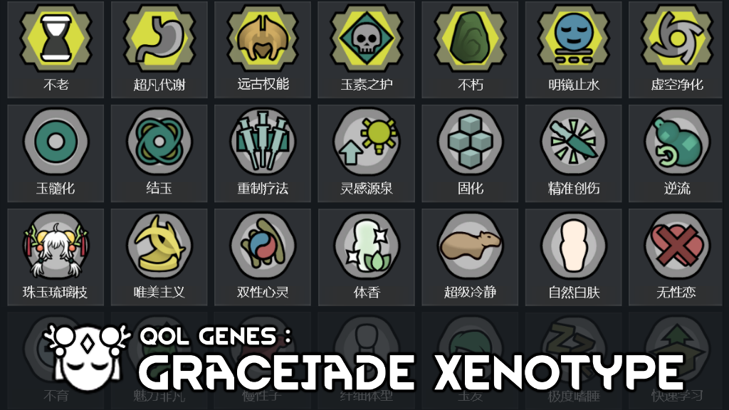 QoL Genes: Gracejade Xenotype (Dev) mod preview for RimWorld