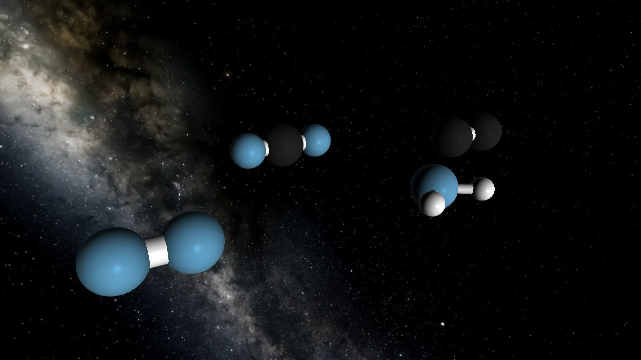 Oxygen, Carbon, Carbon Dioxide and Water Molecules