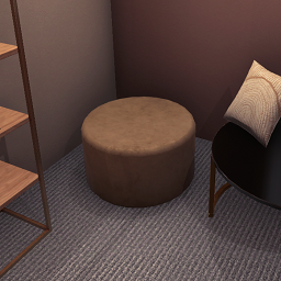 Round small ottoman - Beige