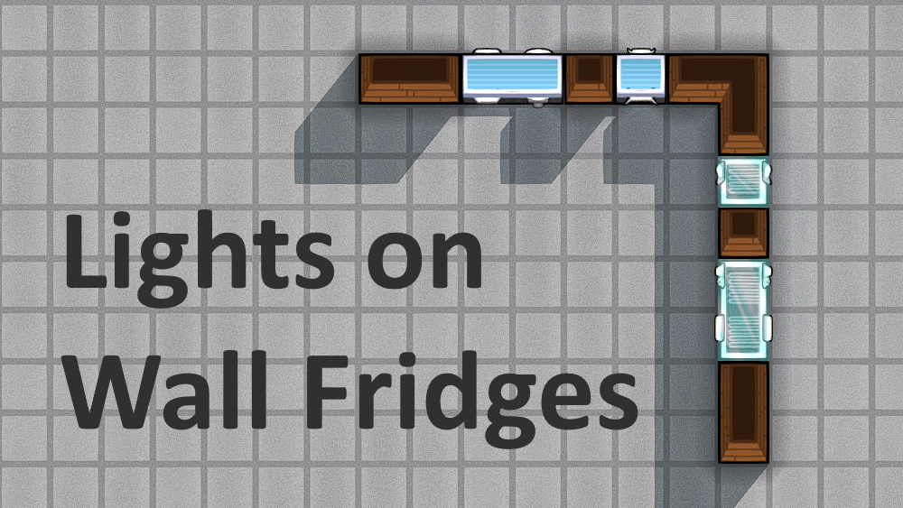 Lights on Wall Fridges mod preview for RimWorld