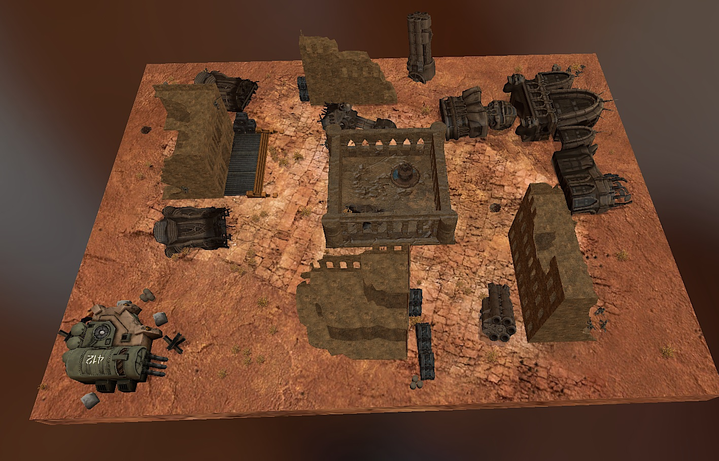 60 x 44 Warhammer 40k - Titan wreck in desert ruins - 4x4  by  MercyXavier  modified for 9th ed by Marius Evander