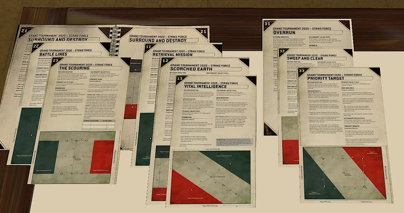 GT MISSIONS CARD SET 2k Strike Force 9th ed