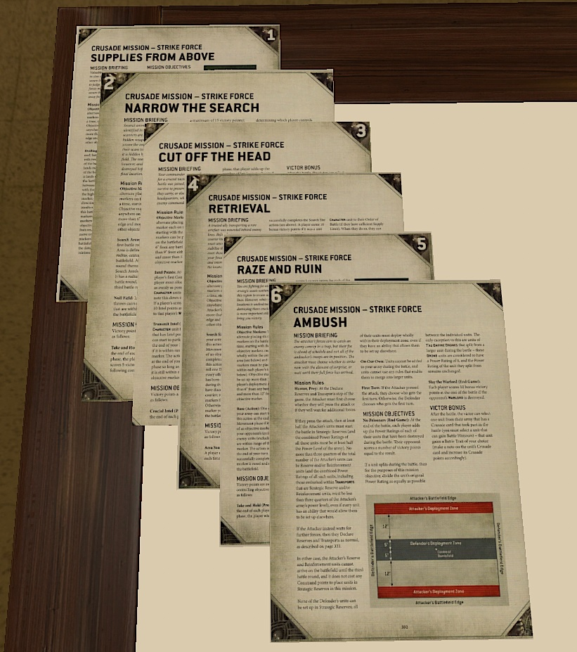 CRUSADE MISSIONS CARD SET 2K STRIKE FORCE 9th ed