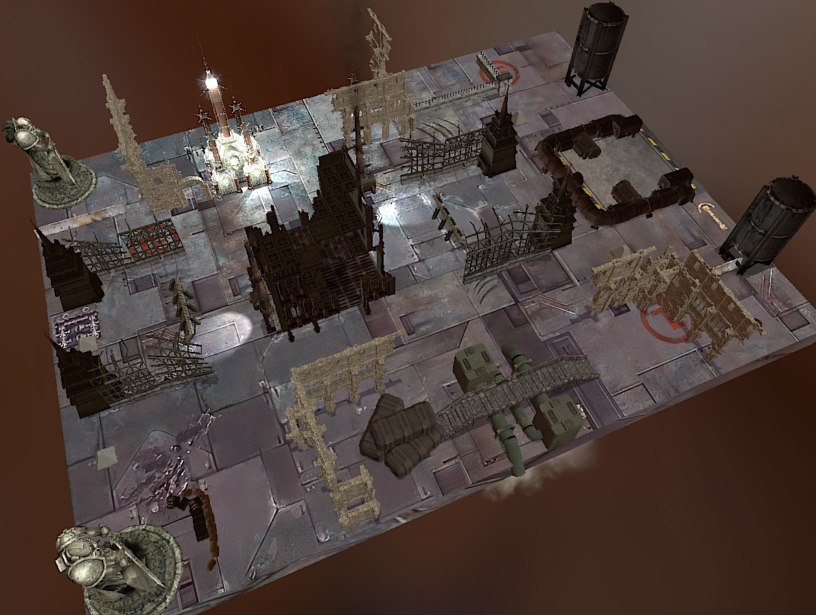 60 x 44 Warzone Hydra Manufactorum Maleficent City Map 40k by Blazebeard Updated for 9th edition by Marius Evander