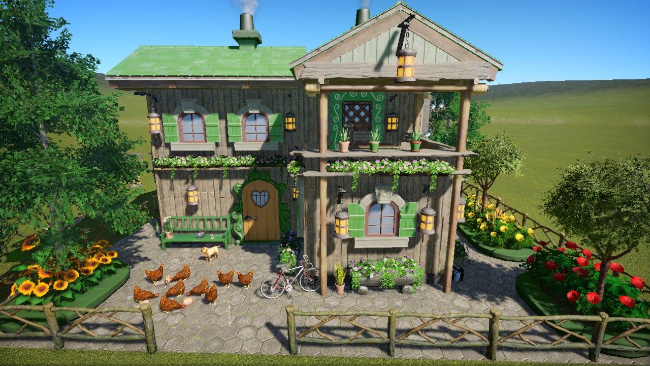 Holzhaus mit Garten