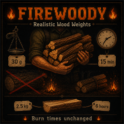 [42.20, SP+MP] Firewoody - Realistic Wood Weights – Project Zomboid Mod