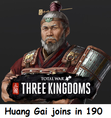 Huang Gai joins player's faction in 190 194 200