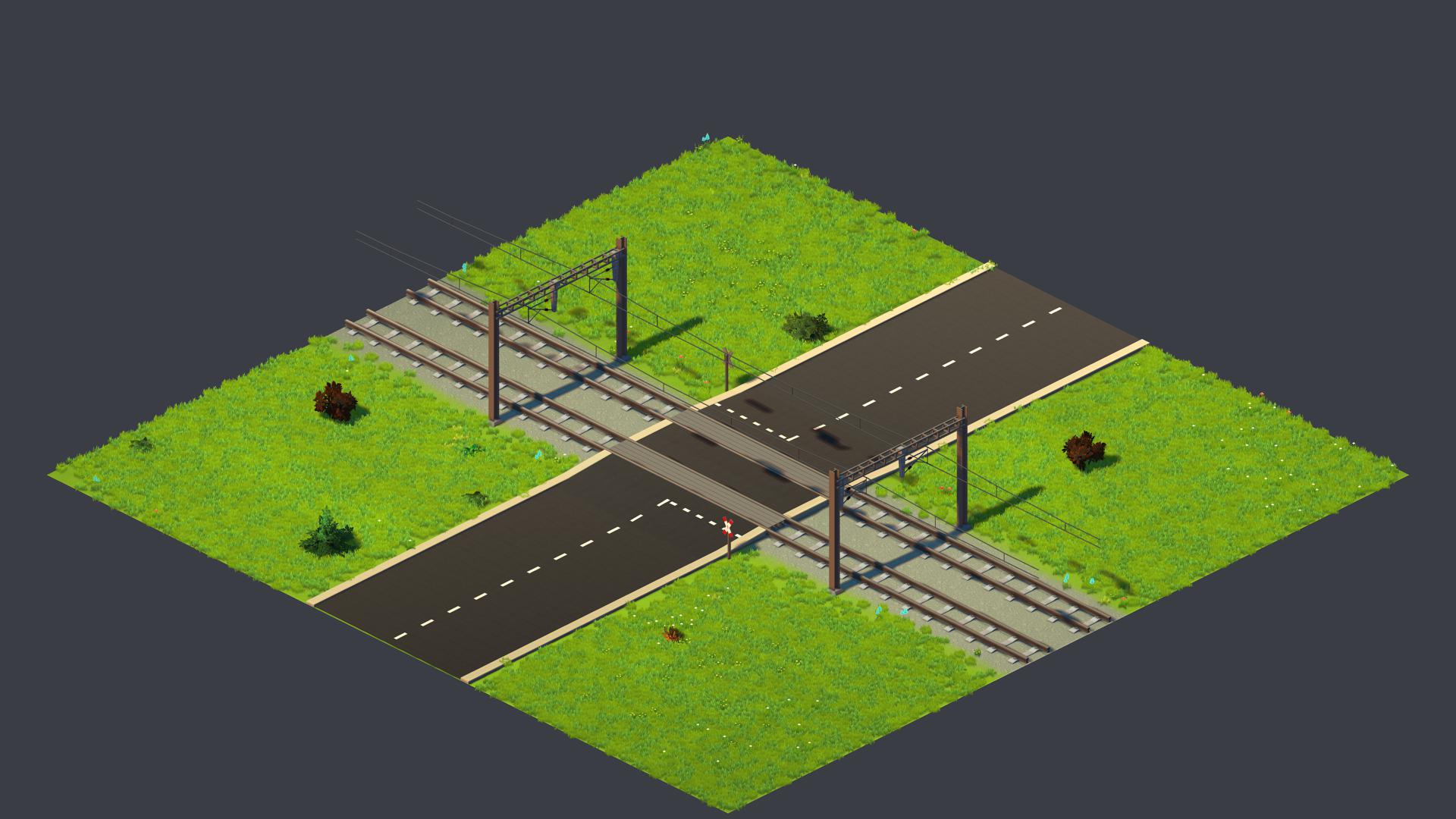 Straight Grassy Road crossing Electrified.tile