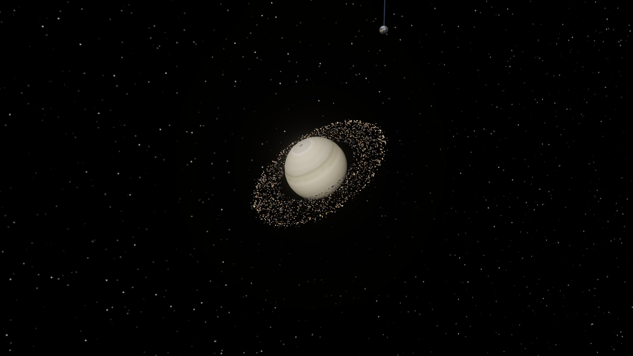 Earth falling to saturn ring