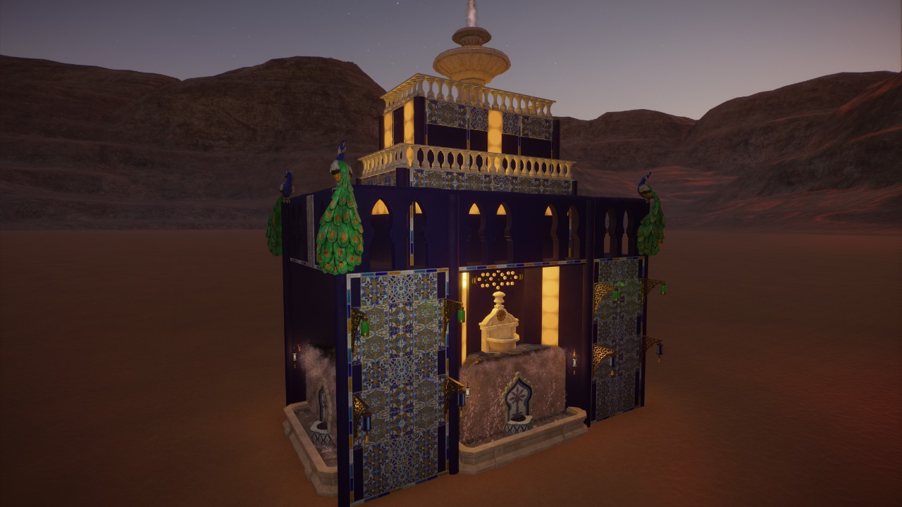 Peafowl fountain tower